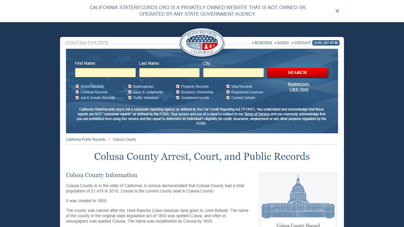 Colusa County Arrest, Court, and Public Records